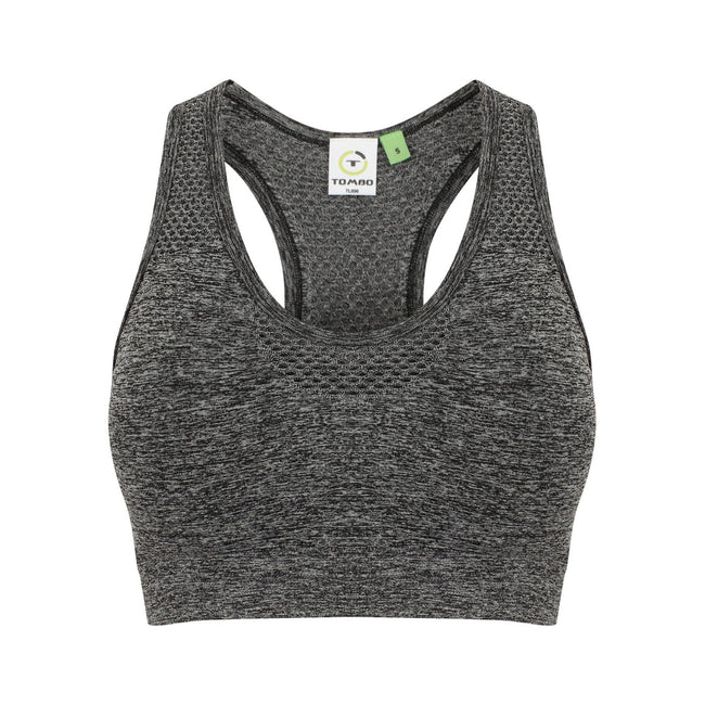 Dark Gray Marl - Front - Tombo Womens-Ladies Seamless Crop Top