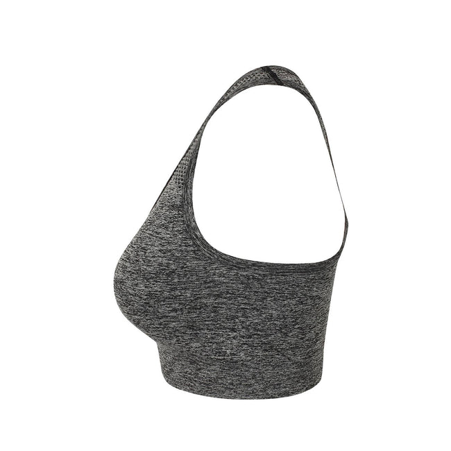 Dark Gray Marl - Back - Tombo Womens-Ladies Seamless Crop Top