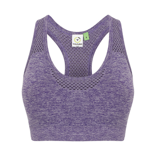 Purple Marl - Front - Tombo Womens-Ladies Seamless Crop Top