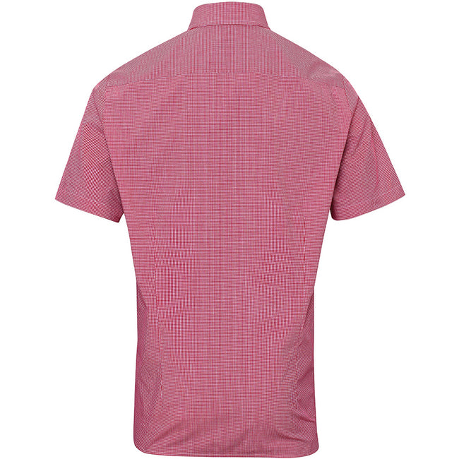 Red-White - Back - Premier Mens Gingham Short Sleeve Shirt