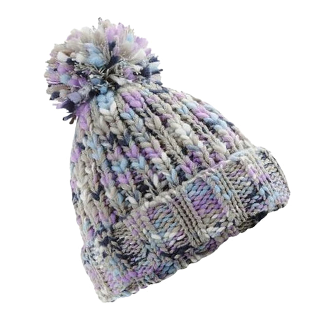 Lavender Twist - Front - Beechfield Adults Twister Pom Pom Beanie