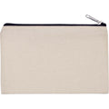 Natural-Black - Front - Kimood Small Cotton Canvas Pouch
