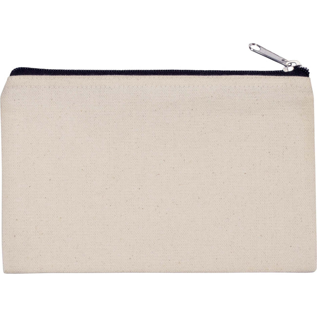 Natural-Black - Front - Kimood Small Cotton Canvas Pouch