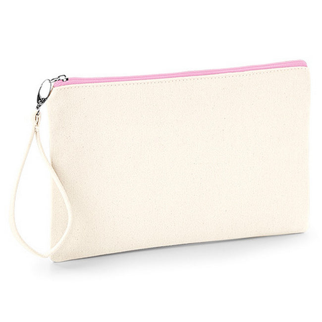 Natural-Pink - Front - Westford Mill Canvas Wristlet Pouch