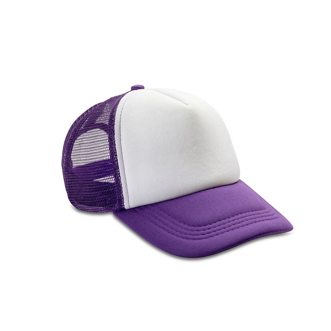 Purple-White - Front - Result Core Half Mesh Truckers Cap