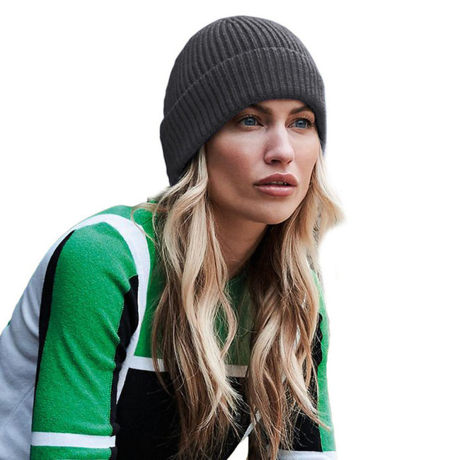 Graphite Gray - Back - Beechfield Engineered Knit Ribbed Beanie