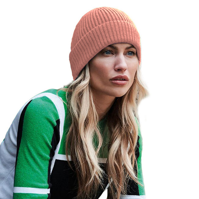 Blush - Back - Beechfield Engineered Knit Ribbed Beanie