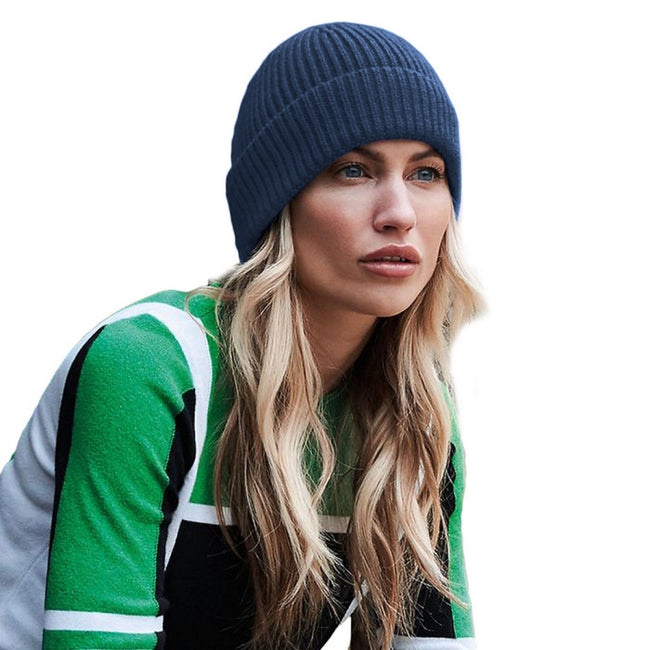 Steel Blue - Back - Beechfield Engineered Knit Ribbed Beanie