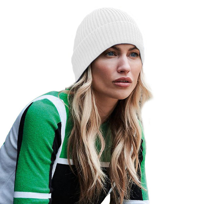 White - Back - Beechfield Engineered Knit Ribbed Beanie