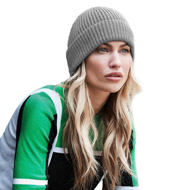 Light Gray - Back - Beechfield Engineered Knit Ribbed Beanie