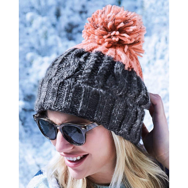 Graphite Gray-Blush - Back - Beechfield Apres Beanie