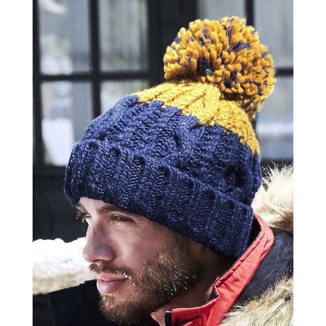 Oxford Navy-Mustard - Back - Beechfield Apres Beanie