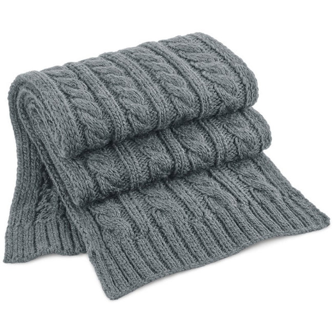 Light Gray - Front - Beechfield Cable Knit Melange Scarf