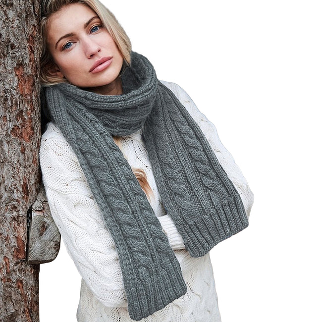 Light Gray - Back - Beechfield Cable Knit Melange Scarf