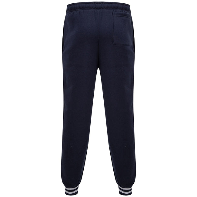 Navy-Heather Gray - Back - Front Row Unisex Adults Striped Cuff Sweatpants