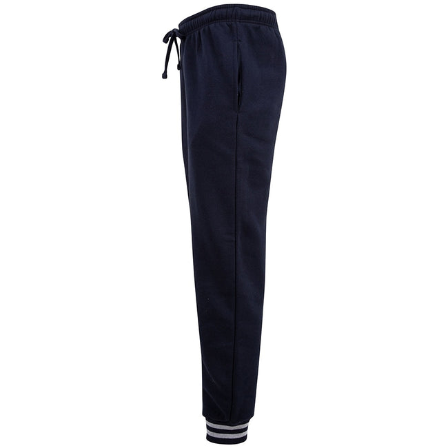 Navy-Heather Gray - Side - Front Row Unisex Adults Striped Cuff Sweatpants