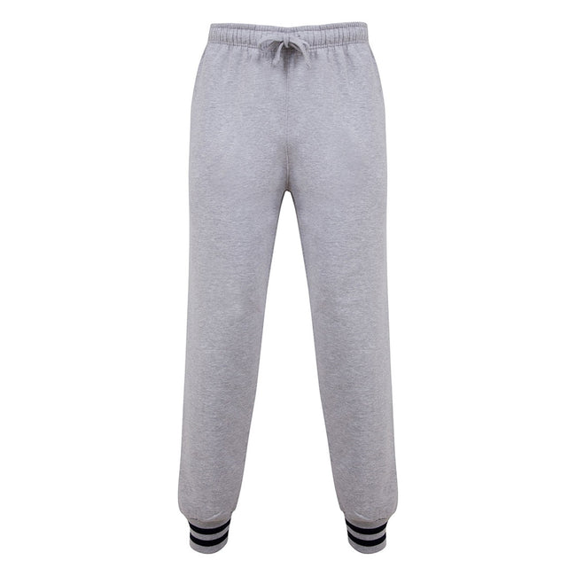Heather Gray-Navy - Front - Front Row Unisex Adults Striped Cuff Sweatpants