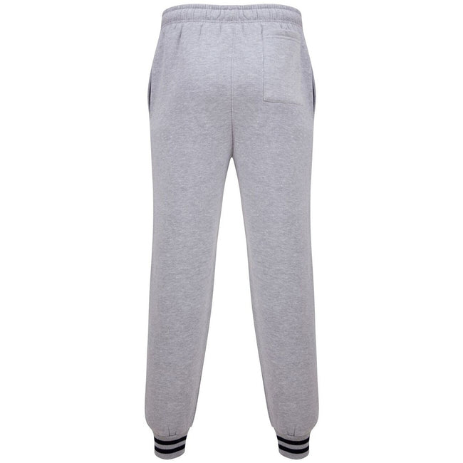 Heather Gray-Navy - Back - Front Row Unisex Adults Striped Cuff Sweatpants