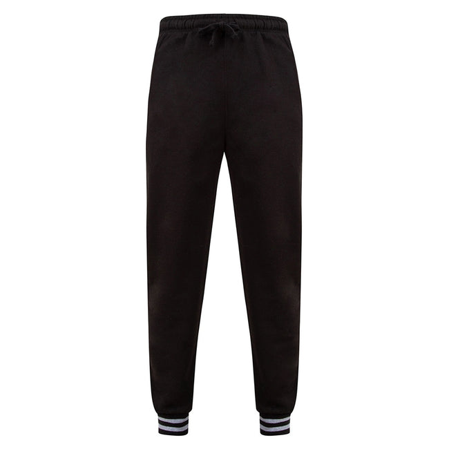 Black-Heather Gray - Front - Front Row Unisex Adults Striped Cuff Sweatpants