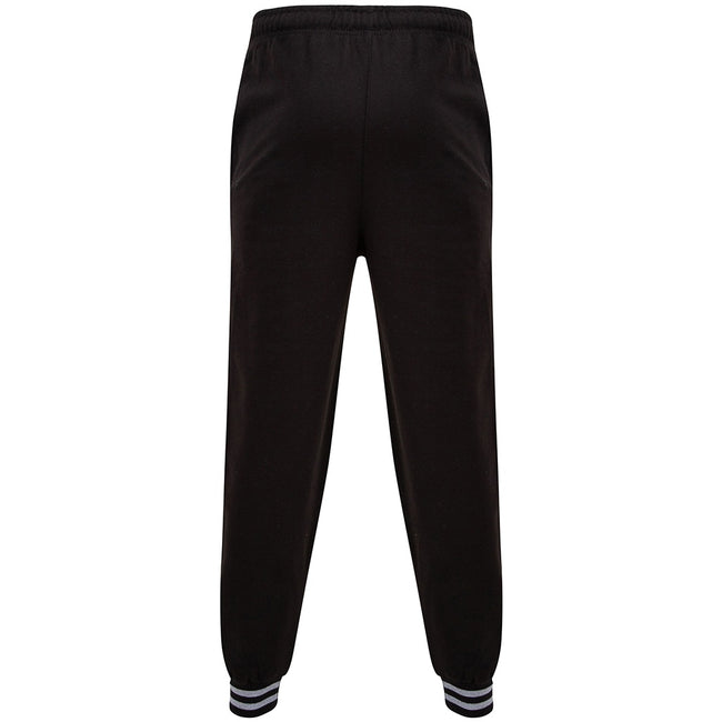 Black-Heather Gray - Back - Front Row Unisex Adults Striped Cuff Sweatpants
