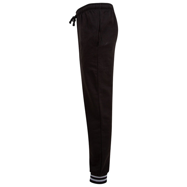 Black-Heather Gray - Side - Front Row Unisex Adults Striped Cuff Sweatpants