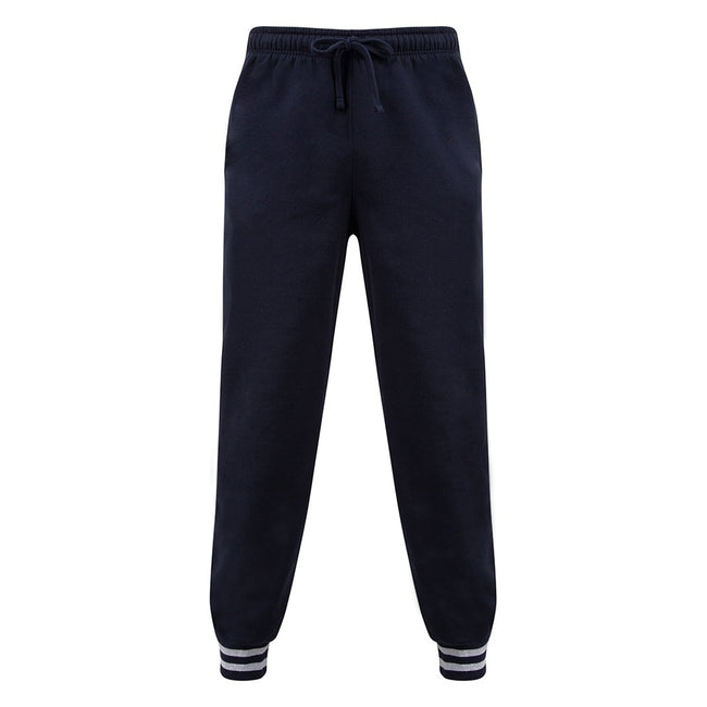 Navy-Heather Gray - Front - Front Row Unisex Adults Striped Cuff Sweatpants