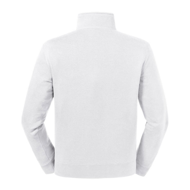 White - Back - Russell Mens Authentic Zip Neck Sweatshirt