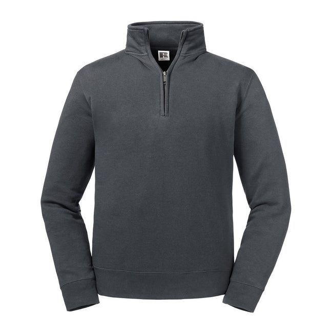 Convoy Gray - Front - Russell Mens Authentic Zip Neck Sweatshirt