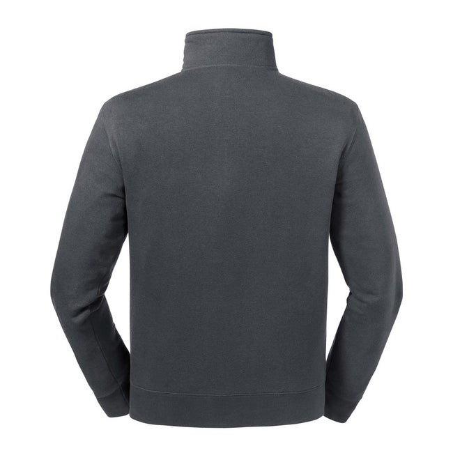 Convoy Gray - Back - Russell Mens Authentic Zip Neck Sweatshirt