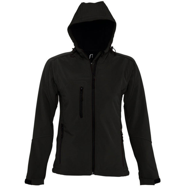 Black - Front - SOLS Womens-Ladies Replay Hooded Soft Shell Jacket