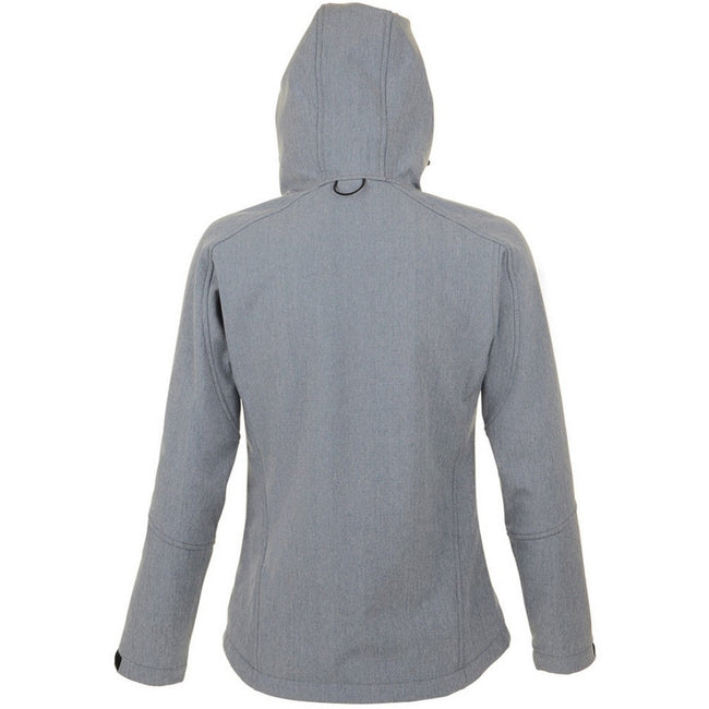 Grey Marl - Back - SOLS Womens-Ladies Replay Hooded Soft Shell Jacket