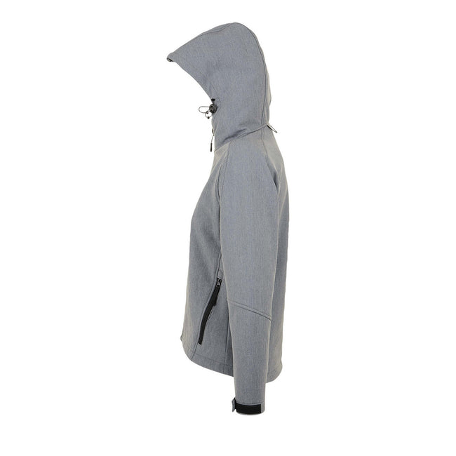 Grey Marl - Side - SOLS Womens-Ladies Replay Hooded Soft Shell Jacket