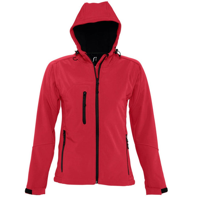 Pepper Red - Front - SOLS Womens-Ladies Replay Hooded Soft Shell Jacket
