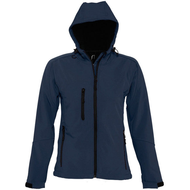 French Navy - Front - SOLS Womens-Ladies Replay Hooded Soft Shell Jacket