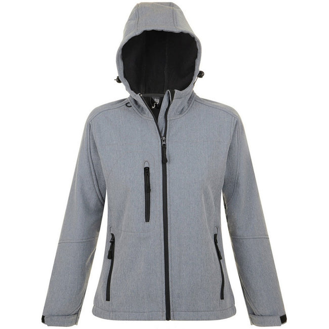 Grey Marl - Front - SOLS Womens-Ladies Replay Hooded Soft Shell Jacket