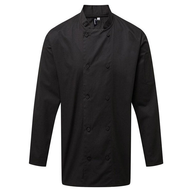 Black - Front - Premier Mens Coolchecker Long-Sleeved Chef Jacket