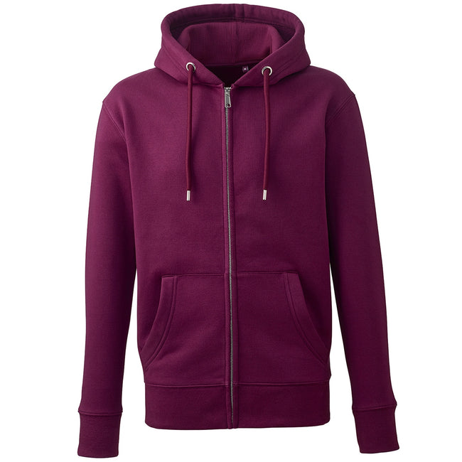 Burgundy - Front - Anthem Mens Full Zip Hoodie