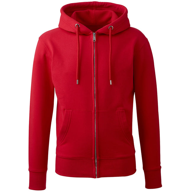 Red - Front - Anthem Mens Full Zip Hoodie