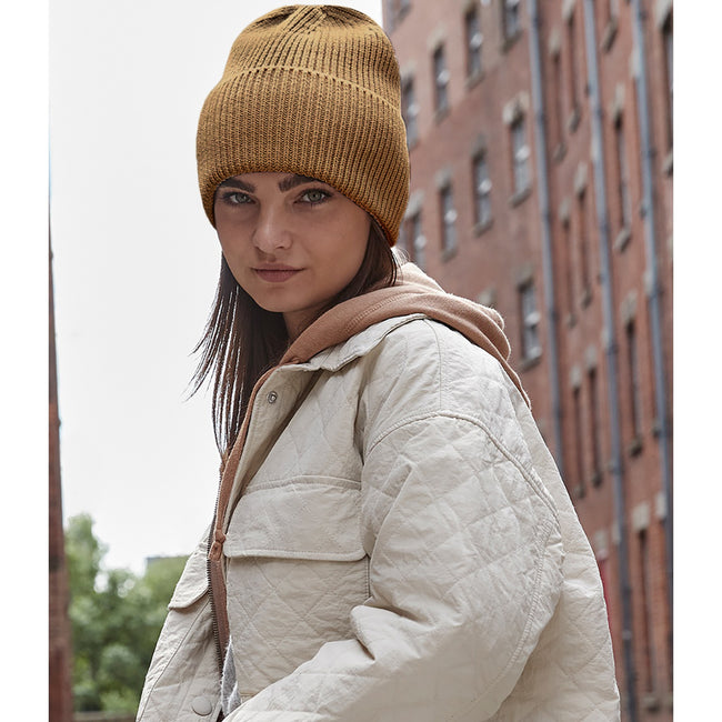 Biscuit Beige - Back - Beechfield Cuffed Recycled Oversized Beanie