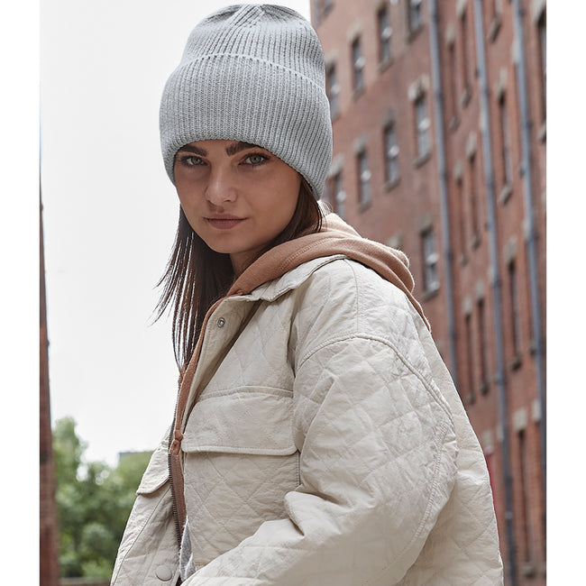 Light Grey - Back - Beechfield Cuffed Recycled Oversized Beanie