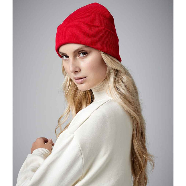 Classic Red - Side - Beechfield Original Cuffed Cotton Beanie