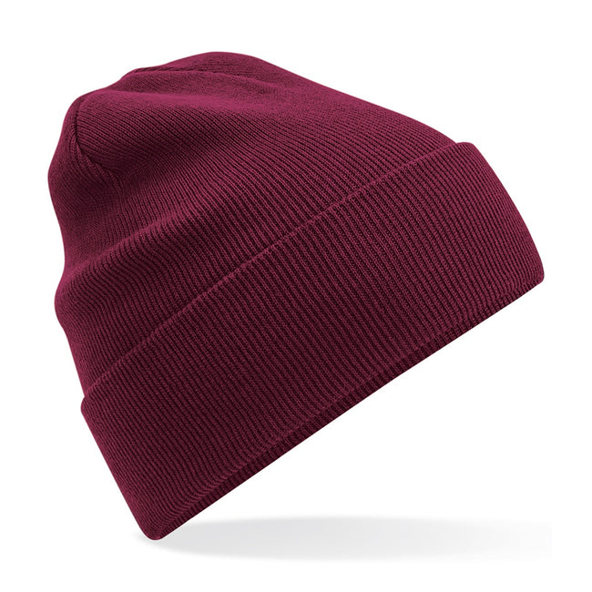 Burgundy - Front - Beechfield Original Cuffed Cotton Beanie