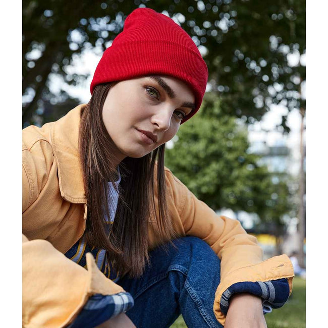 Classic Red - Back - Beechfield Original Cuffed Cotton Beanie
