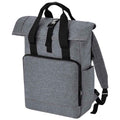Gray Marl - Front - Bagbase Roll Top Recycled Twin Handle Laptop Backpack