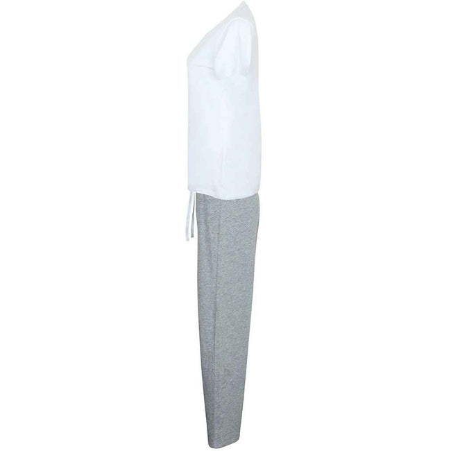 White-Heather Grey - Side - Towel City Womens-Ladies Pajama Set