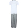 White-Heather Grey - Front - Towel City Womens-Ladies Pajama Set