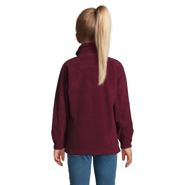 Burgundy - Side - SOLS Childrens-Kids North Zip-Up Fleece Jacket