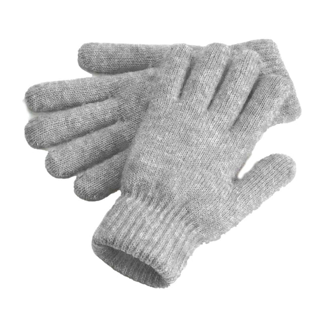 Gray - Front - Beechfield Cosy Cuffed Marl Ribbed Winter Gloves