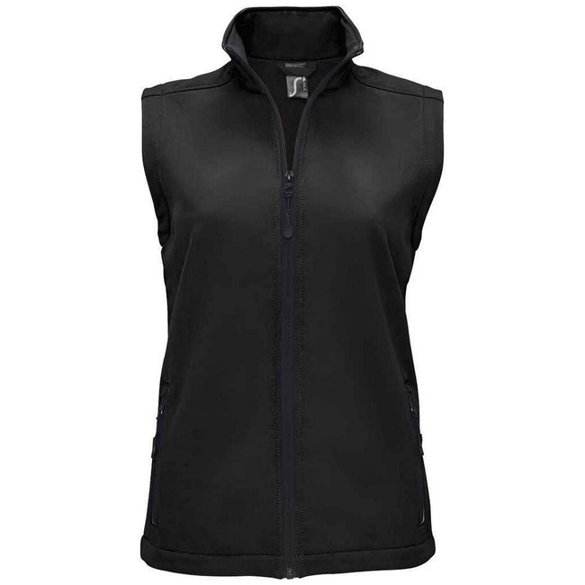 Black - Front - SOLS Womens-Ladies Race Softshell Vest