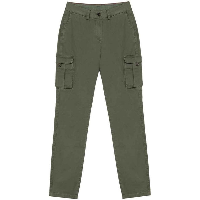 Natural Khaki - Front - Native Spirit Womens-Ladies Washed Cargo Pants